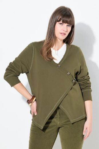 Plus size veliki brojevi Majica dugih rukava sa asimetričnim kopčanjem za punije