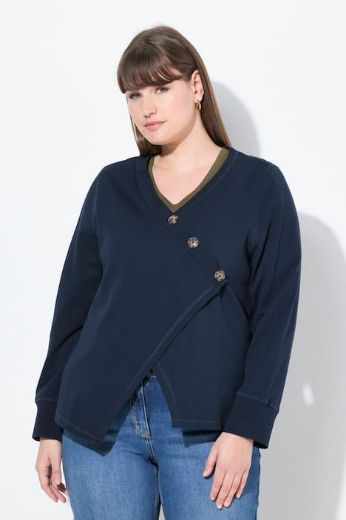 Plus size veliki brojevi Majica dugih rukava sa asimetričnim kopčanjem za punije