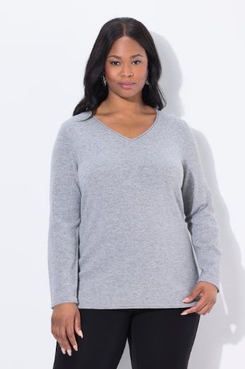 Plus size veliki brojevi Pulover dugih rukava V ovratnika za punije