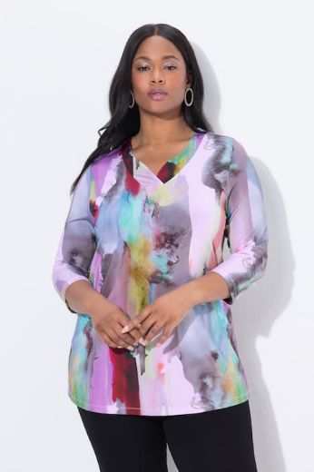 Plus size veliki brojevi Majica 3/4 rukava V ovratnika za punije