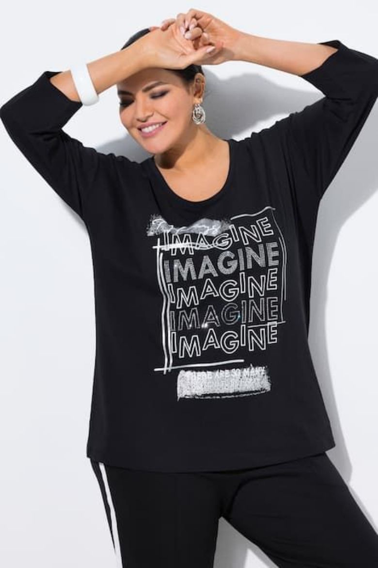 Plus size veliki brojevi Majica 3/4 rukava okruglog ovratnika za punije