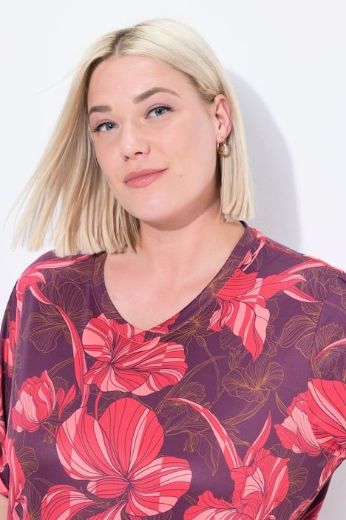 Plus size veliki brojevi Majica kratkih rukava V ovratnika za punije