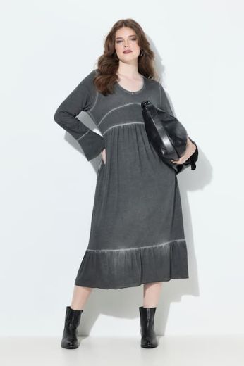 Plus size veliki brojevi Haljina midi V ovratnika za punije