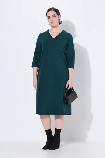 Plus size veliki brojevi Haljina 3/4 rukava V ovratnika za punije