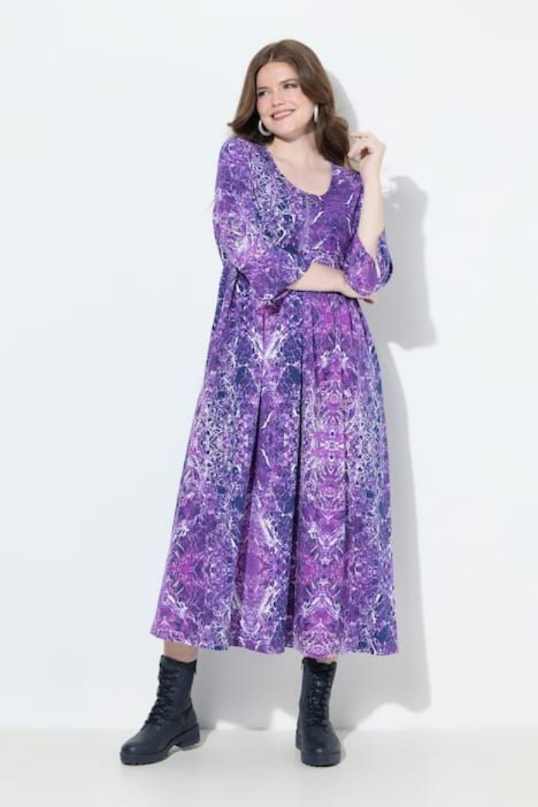 Plus size veliki brojevi Haljina midi 3/4 rukava za punije