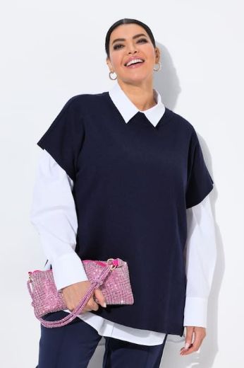 Plus size veliki brojevi Pulover kratkih rukava šireg kroja za punije