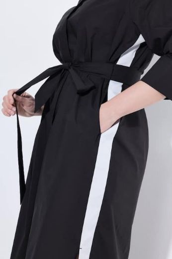 Plus size veliki brojevi Haljina 3/4 rukava na kopčanje s pojasom za vezanje za punije