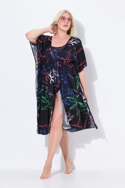 Veliki brojevi Kaftan kratkih rukava na vezanje moda za punije