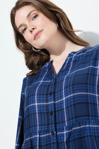 Plus size veliki brojevi Haljina dugih rukava karirana za punije