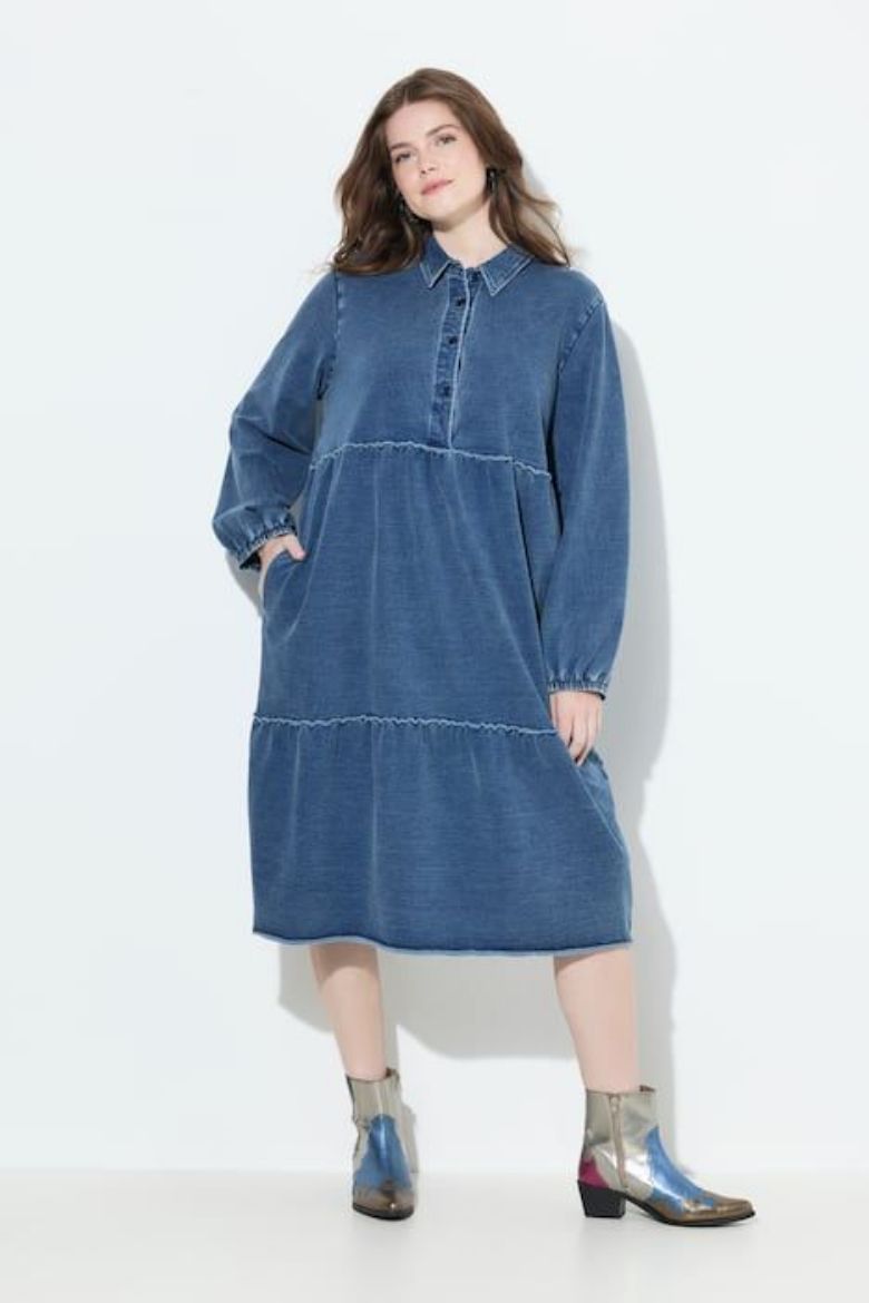 Plus size veliki brojevi Haljina midi dugih rukava za punije