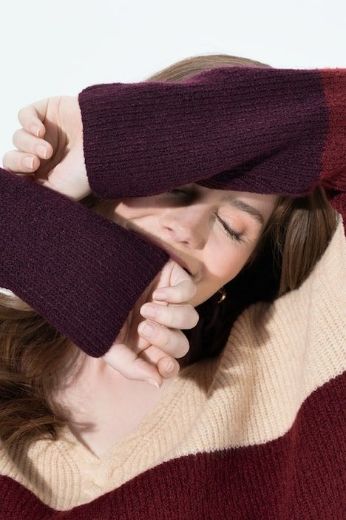 Plus size veliki brojevi Pulover dugih rukava V ovratnika za punije