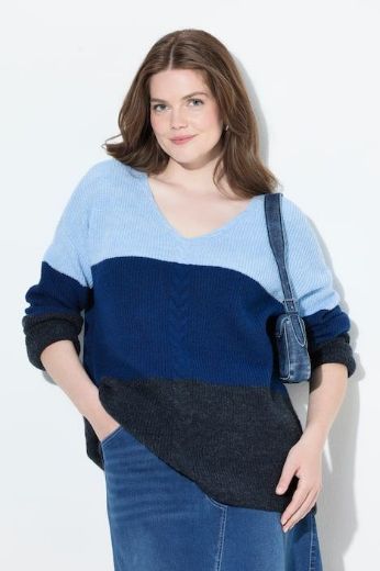Plus size veliki brojevi Pulover dugih rukava V ovratnika za punije