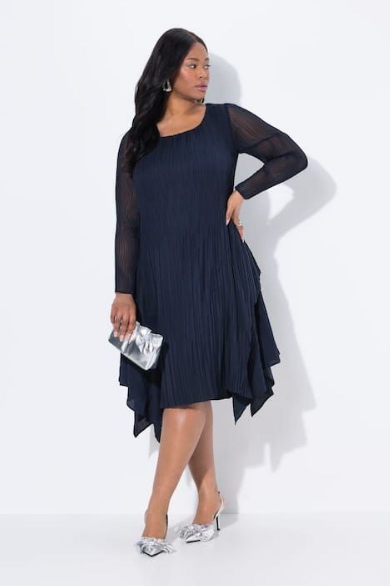 Plus size veliki brojevi Haljina dugih rukava A kroja za punije