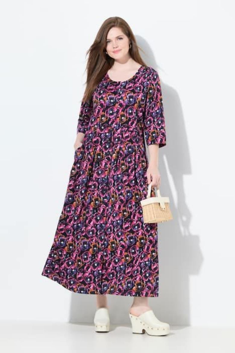 Plus size veliki brojevi Haljina maxi 3/4 rukava za punije