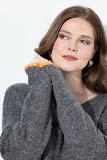 Plus size veliki brojevi Pulover dugih rukava V ovratnika za punije