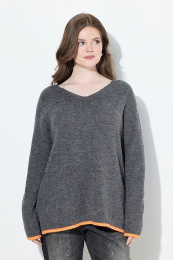 Plus size veliki brojevi Pulover dugih rukava V ovratnika za punije
