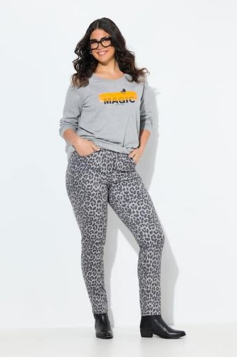 Plus size veliki brojevi Traperice s leopard uzorkom za punije