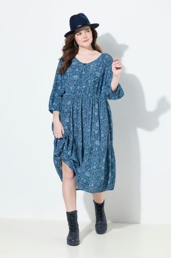 Plus size veliki brojevi Haljina 3/4 rukava A kroja za punije