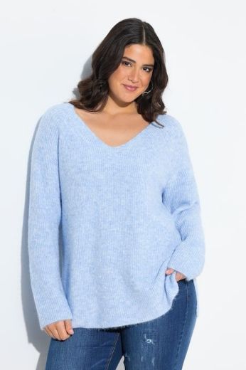 Plus size veliki brojevi Pulover dugih rukava V ovratnika za punije