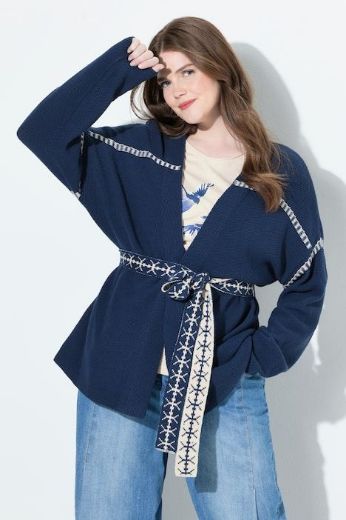 Plus size veliki brojevi Kardigan dugih rukava na vezanje za punije