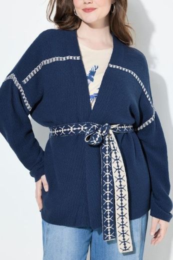 Plus size veliki brojevi Kardigan dugih rukava na vezanje za punije