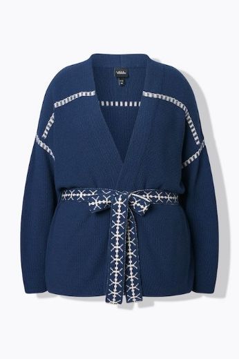 Plus size veliki brojevi Kardigan dugih rukava na vezanje za punije