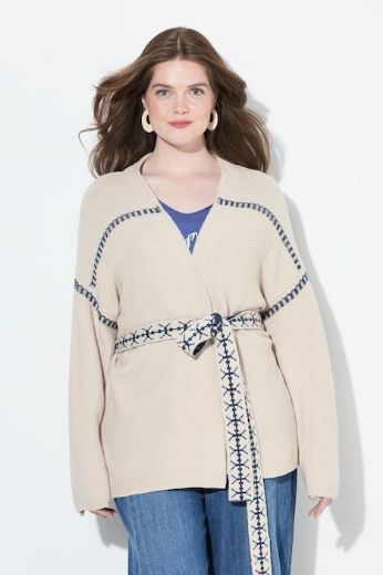 Plus size veliki brojevi Kardigan dugih rukava na vezanje za punije