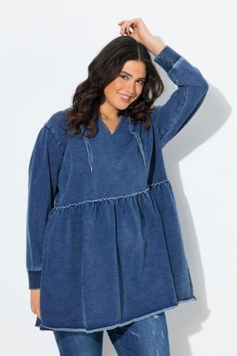 Plus size veliki brojevi Majica dugih rukava s kapuljačom A kroja za punije