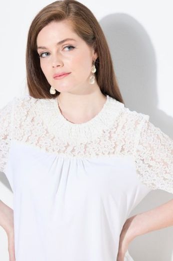 Plus size veliki brojevi Majica polu rukava s dodatkom ukrasne čipke za punije