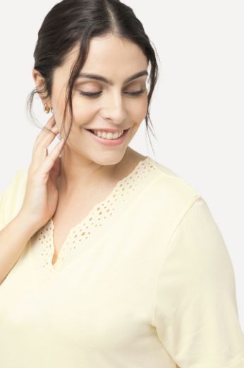 Plus size veliki brojevi Spavaćica s dodatkom ukrasne čipke na ovratniku za punije