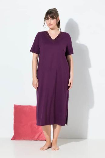 Plus size veliki brojevi Spavaćica s dodatkom ukrasne čipke na ovratniku za punije