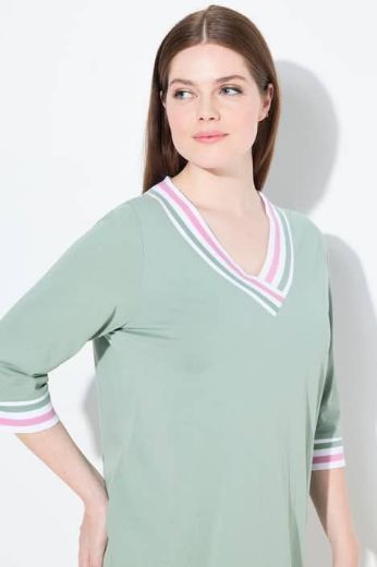 Plus size veliki brojevi Spavaćica s V izrezom na pruge za punije