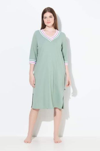 Plus size veliki brojevi Spavaćica s V izrezom na pruge za punije