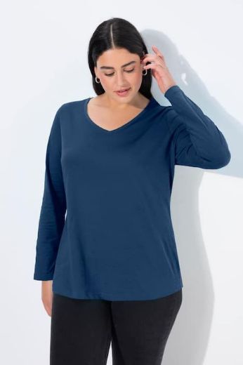 Plus size veliki brojevi Majica dugih rukava V ovratnika za punije