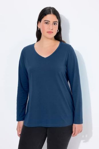 Plus size veliki brojevi Majica dugih rukava V ovratnika za punije