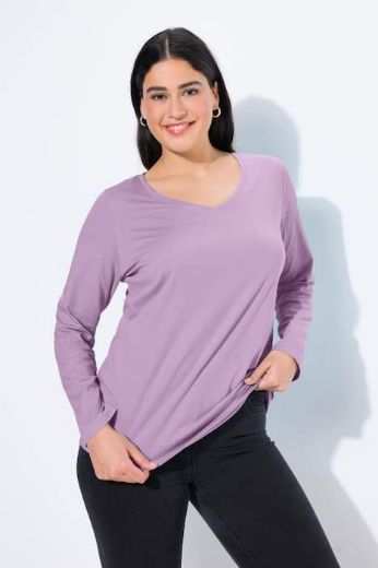 Plus size veliki brojevi Majica dugih rukava V ovratnika za punije