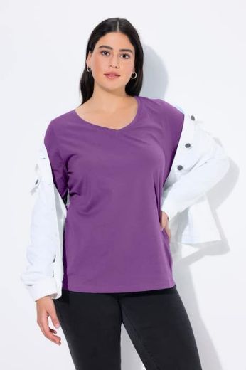 Plus size veliki brojevi Majica dugih rukava V ovratnika za punije