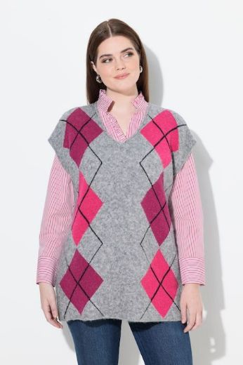 Plus size veliki brojevi Prsluk pleteni V ovratnika za punije