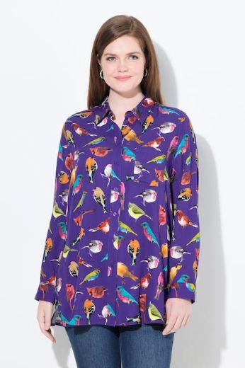Plus size veliki brojevi Bluza dugih rukava s motivom ptica za punije
