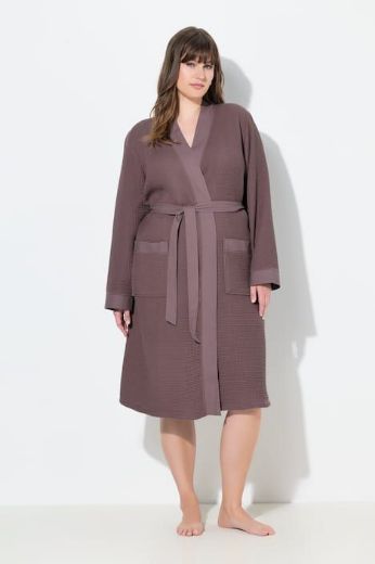 Plus size veliki brojevi Ogrtač duži model na vezanje za punije