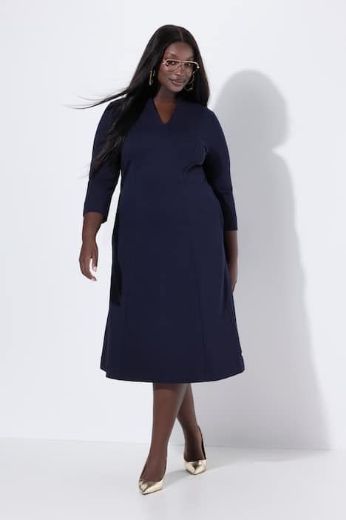 Plus size veliki brojevi Haljina 3/4 rukava s V izrezom za punije