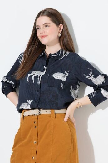 Plus size veliki brojevi Košulja dugih rukava cvjetnog printa za punije