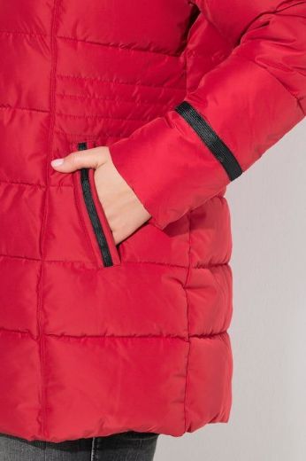 Plus size veliki brojevi Jakna štepana s imitacijom krzna na kapuljači za punije