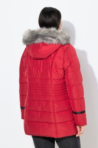 Plus size veliki brojevi Jakna štepana s imitacijom krzna na kapuljači za punije