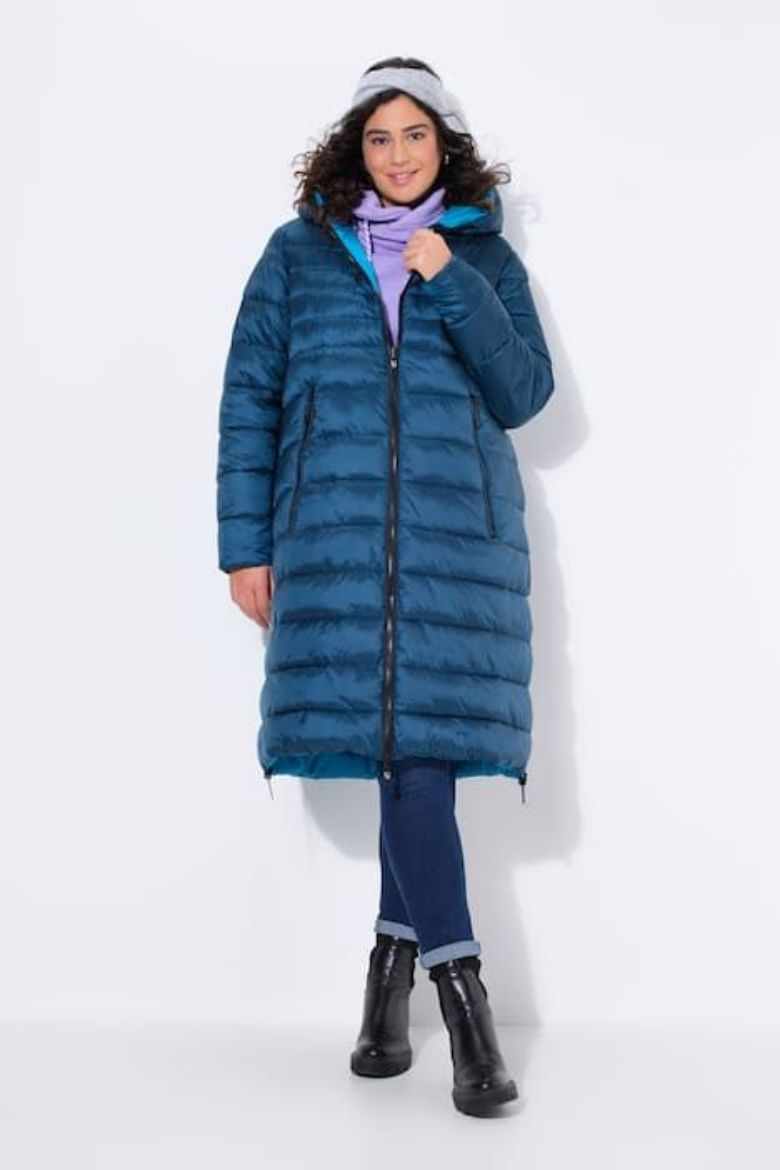 Plus size veliki brojevi Jakna štepana dužeg kroja nosiva na dvije strane za punije