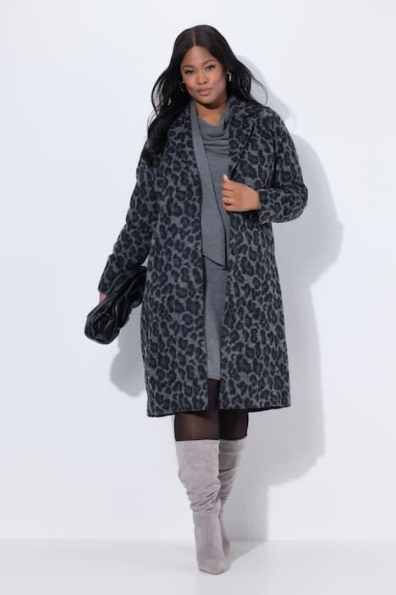 Plus size veliki brojevi Kaput s leopard uzorkom za punije