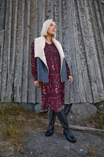 Plus size veliki brojevi Prsluk imitacija kože s umjetnim krznom za punije