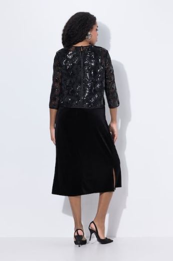 Plus size veliki brojevi Haljina svečana midi 3/4 rukava za punije