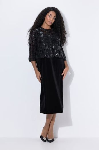 Plus size veliki brojevi Haljina svečana midi 3/4 rukava za punije