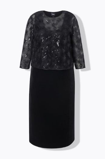 Plus size veliki brojevi Haljina svečana midi 3/4 rukava za punije